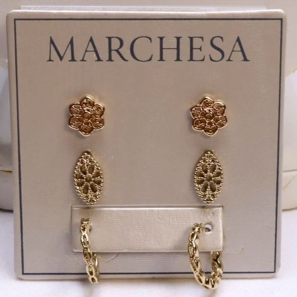 NWT MARCHESA SET OF 3 FILIGREE STUD/POST EARRINGS - Picture 1 of 4
